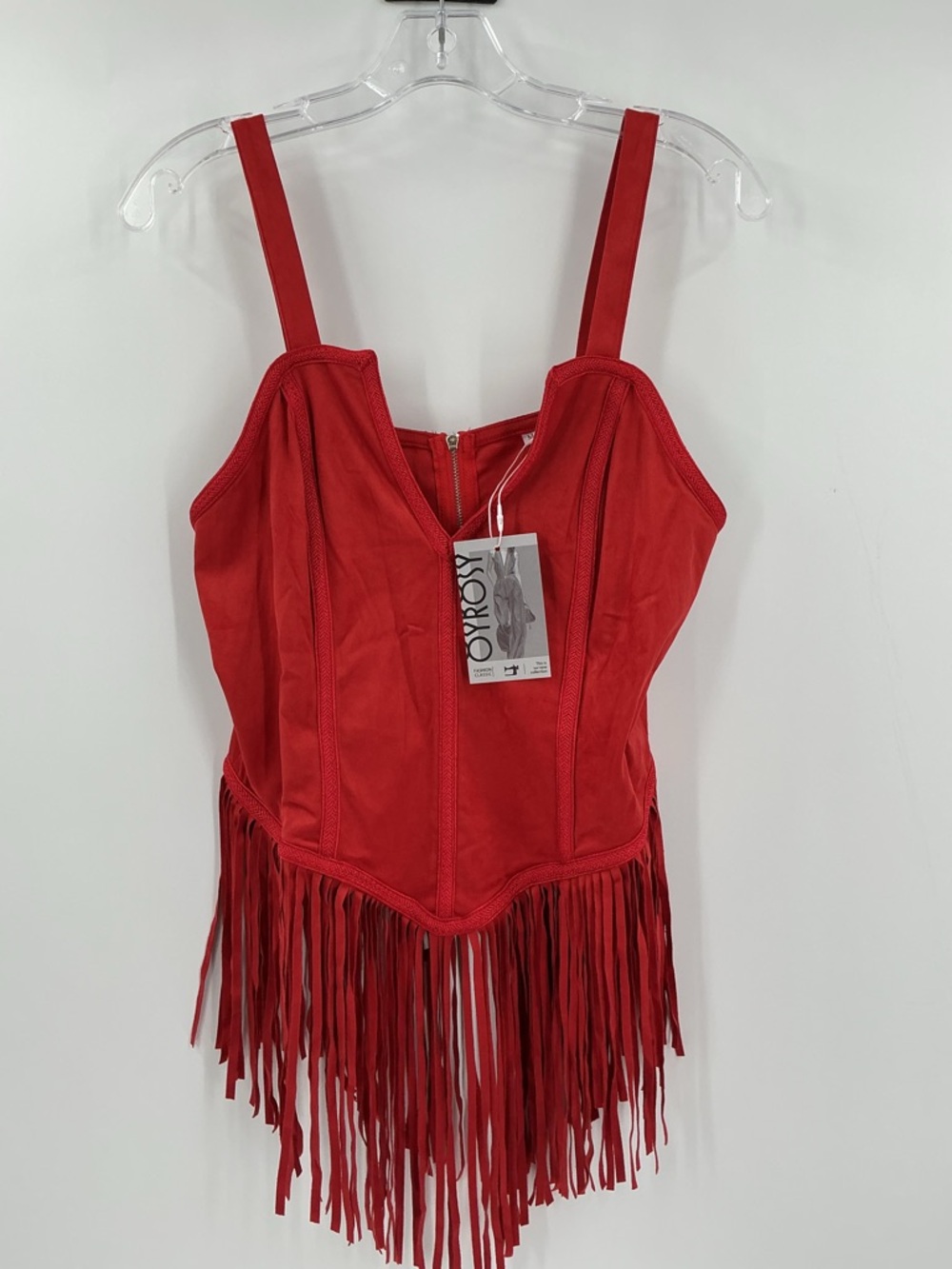 oyrosy fringe tank top red new medium - Picture 4 of 8